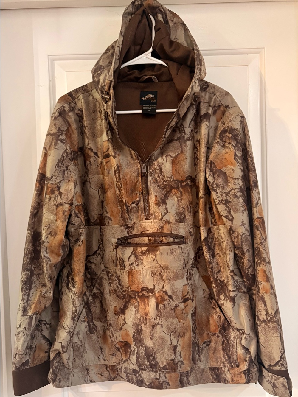 Natural Gear Men's Camo Windbreaker Pullover Jacket - Brown/Tan